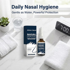 Alien Seal nasal spray in use showing gentle application.