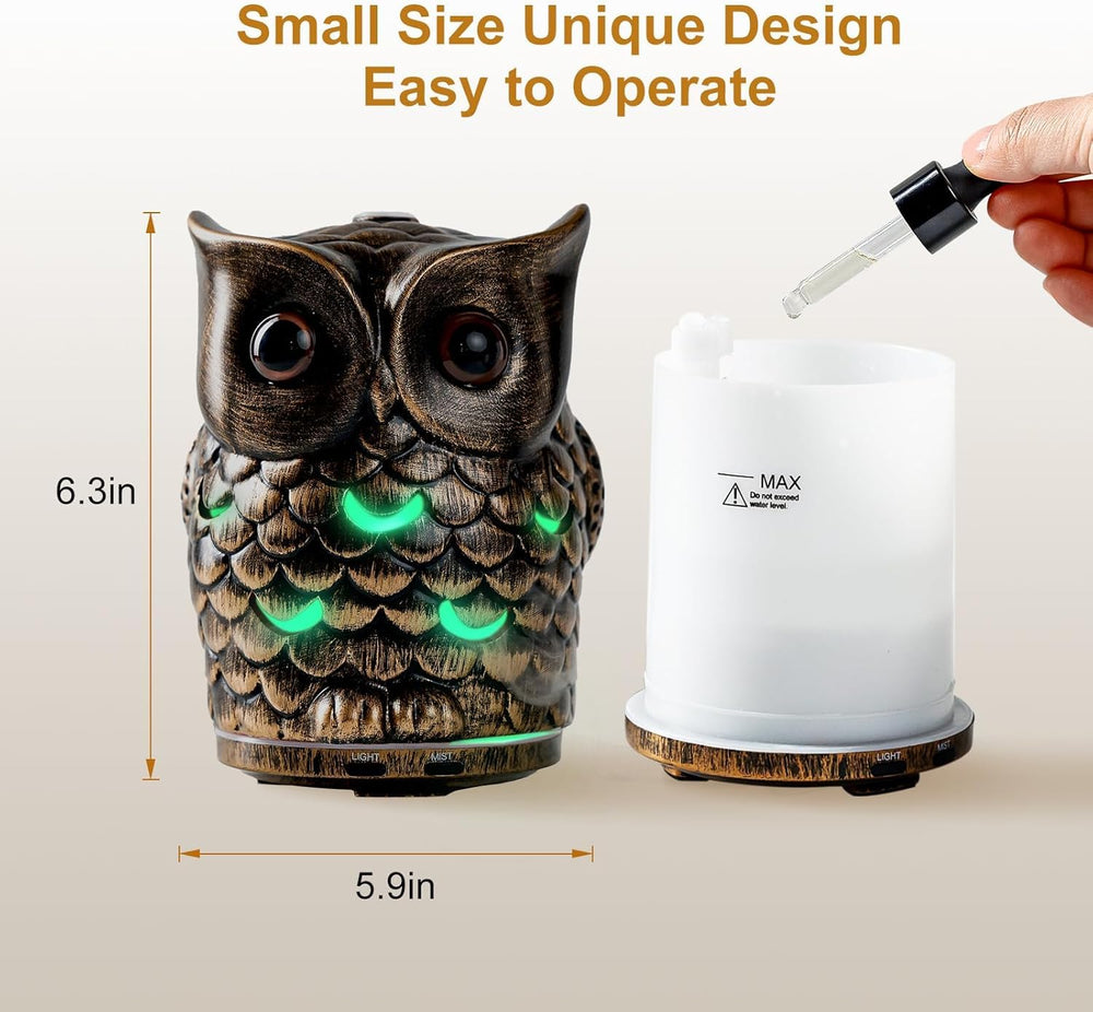 ALIEYE owl diffuser ambient LED colors creating a relaxing atmosphere