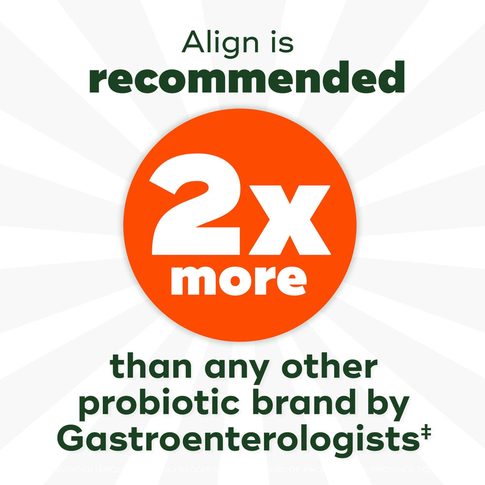 Align DualBiotic gummies easy-chew format for convenient daily use.