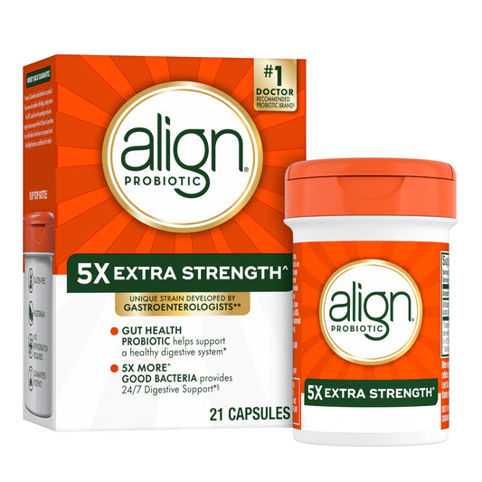 Align Probiotic Extra Strength bottle supports daily digestive balance.