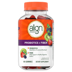 Align Probiotic + Fiber Gummies bottle and packaging for easy shopping