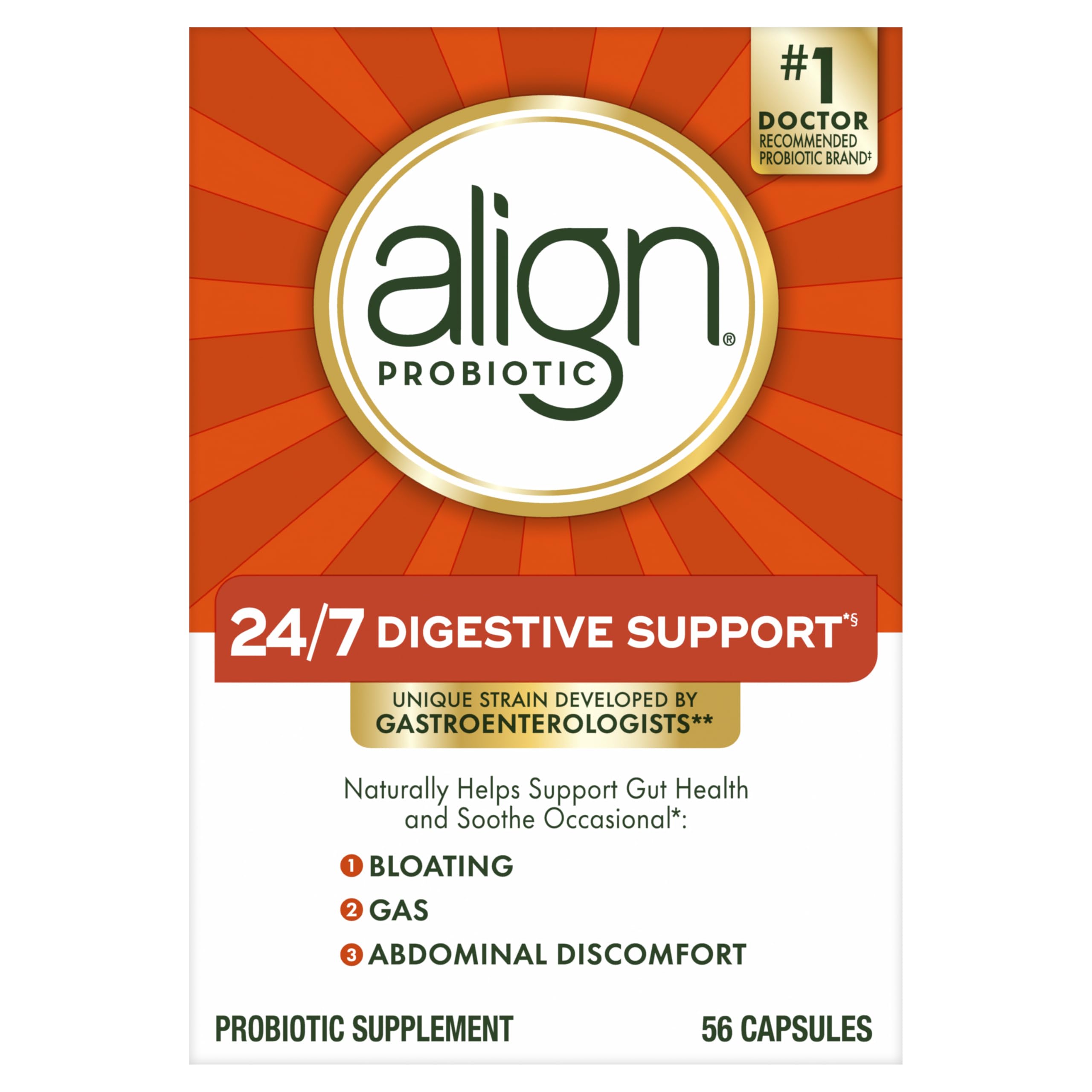 One daily Align Probiotic capsule supports digestive balance for men and women.
