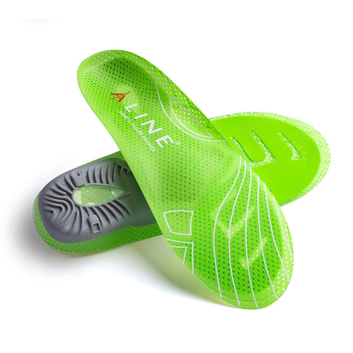 ALINE Traction insoles inside a shoe offering arch support for all-day comfort.