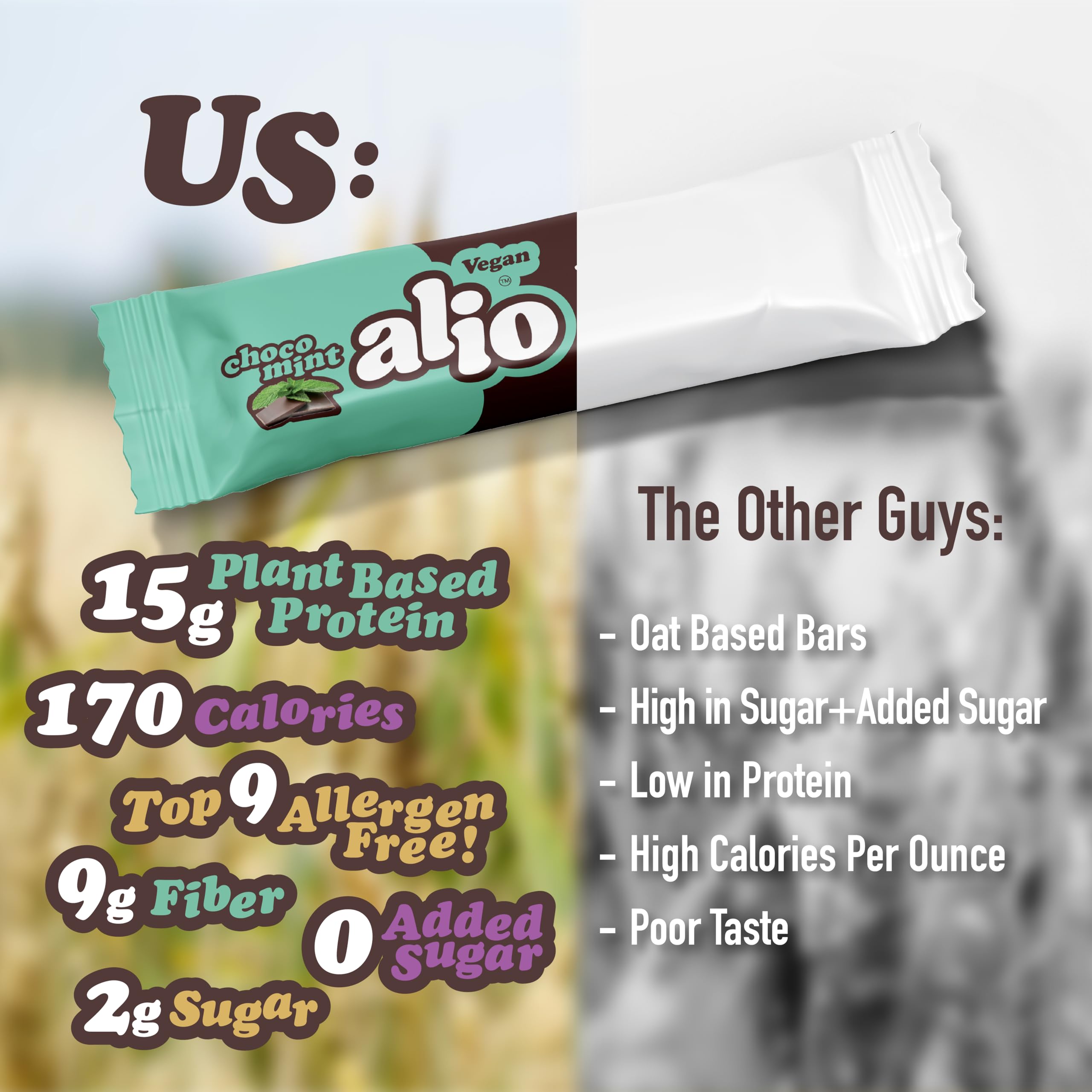 Sliced Alio Choco Mint bar reveals layers and flavor