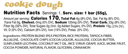 Alio Cookie Dough Bar dense chewy texture close-up, a satisfying plant-based snack opportunity