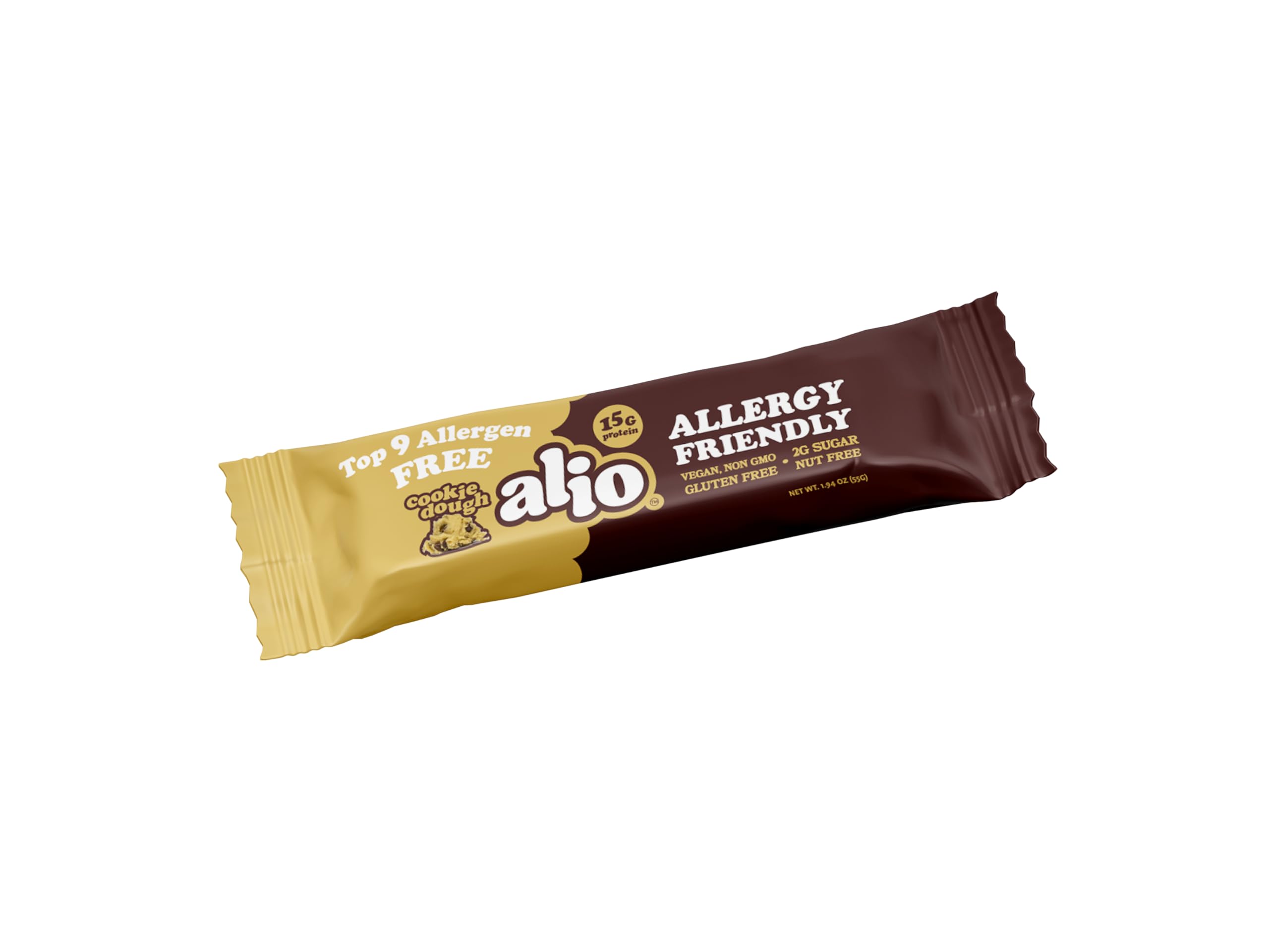 Alio Cookie Dough Bar serving shot, perfect snack for busy days