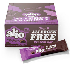 Alio Protein Bars Choco Brownie pack shot, allergen-free snack for on-the-go protein