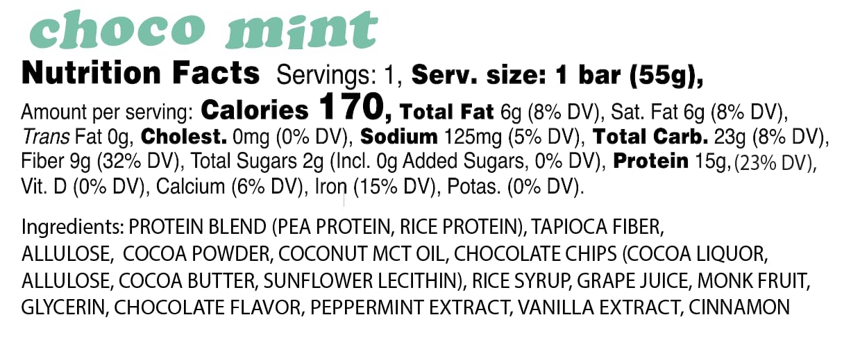Close-up of Alio Choco Mint bar showing texture and flavor