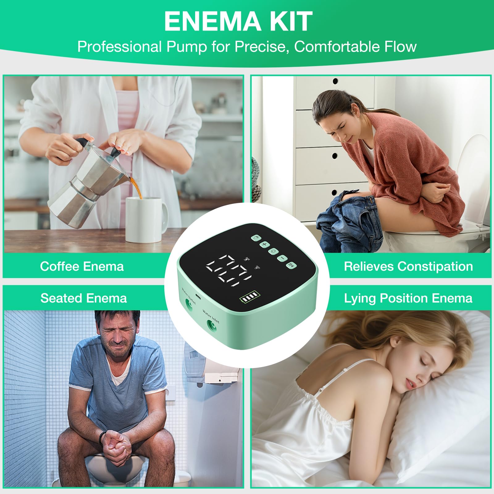 Alitake Enema Kit compact portable design fits storage at home.