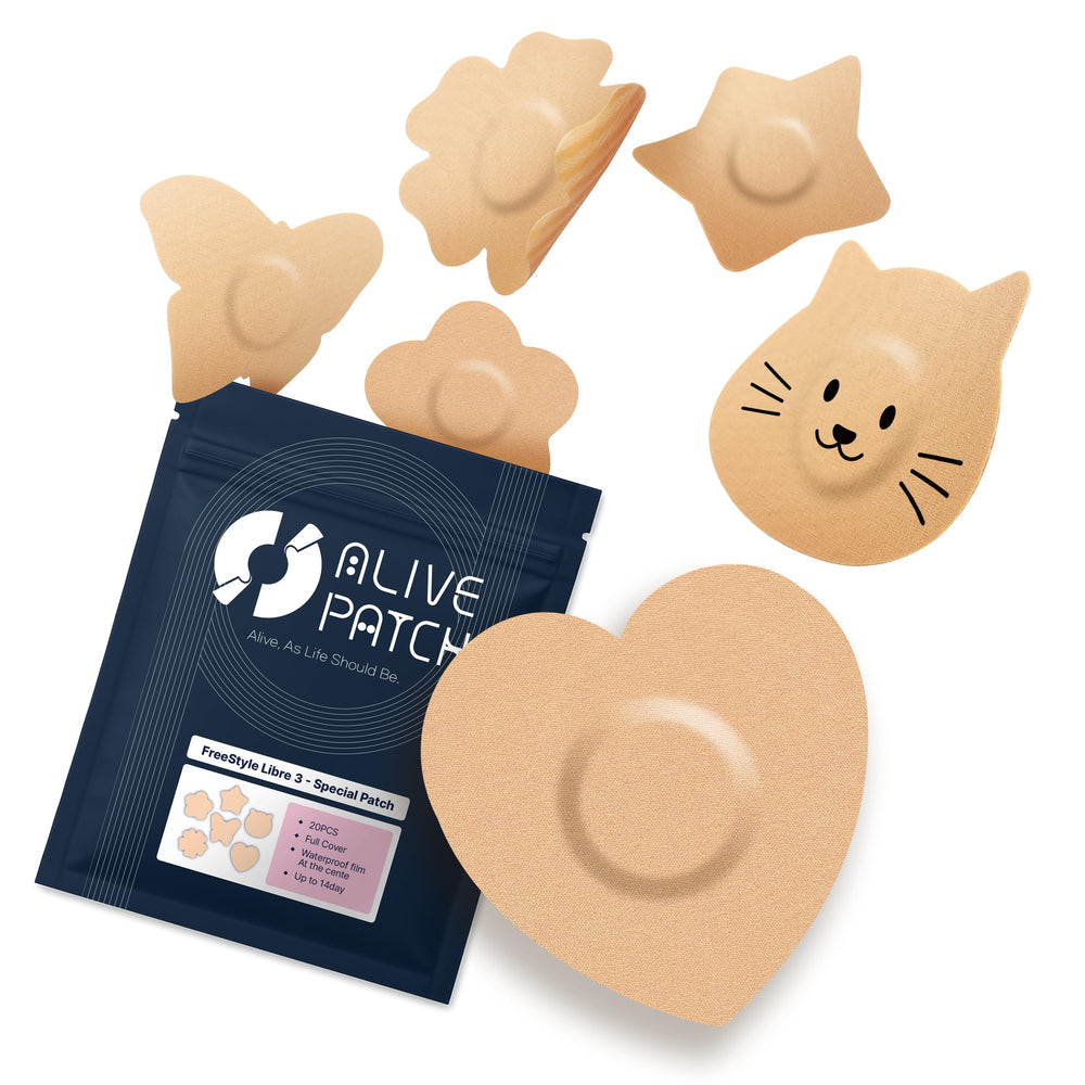 Alive Patch CGM overpatch with no-glue center protecting sensor surface