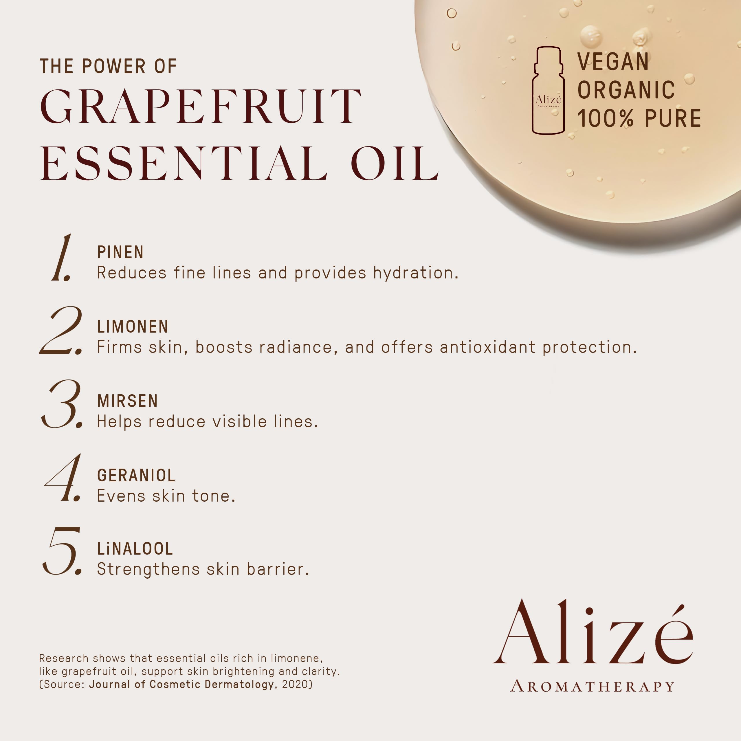 Grapefruit oil used in diffuser blends by Alizé Aromatherapy