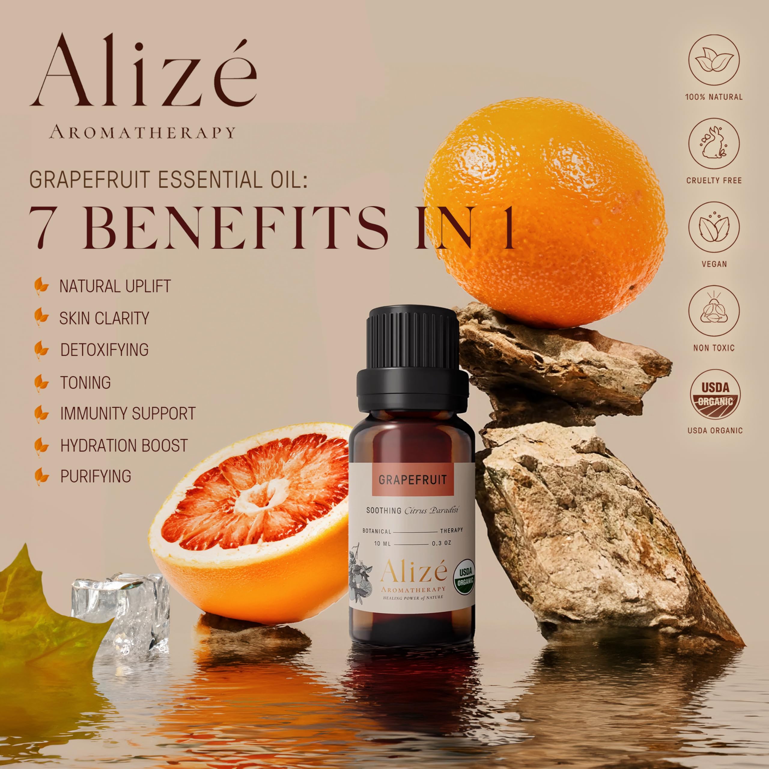 Alizé grapefruit oil dropper close-up for precise application