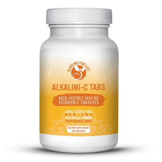 Alkalini-C Tabs bottle pour shows 1000 mg buffered L-ascorbate per tab.
