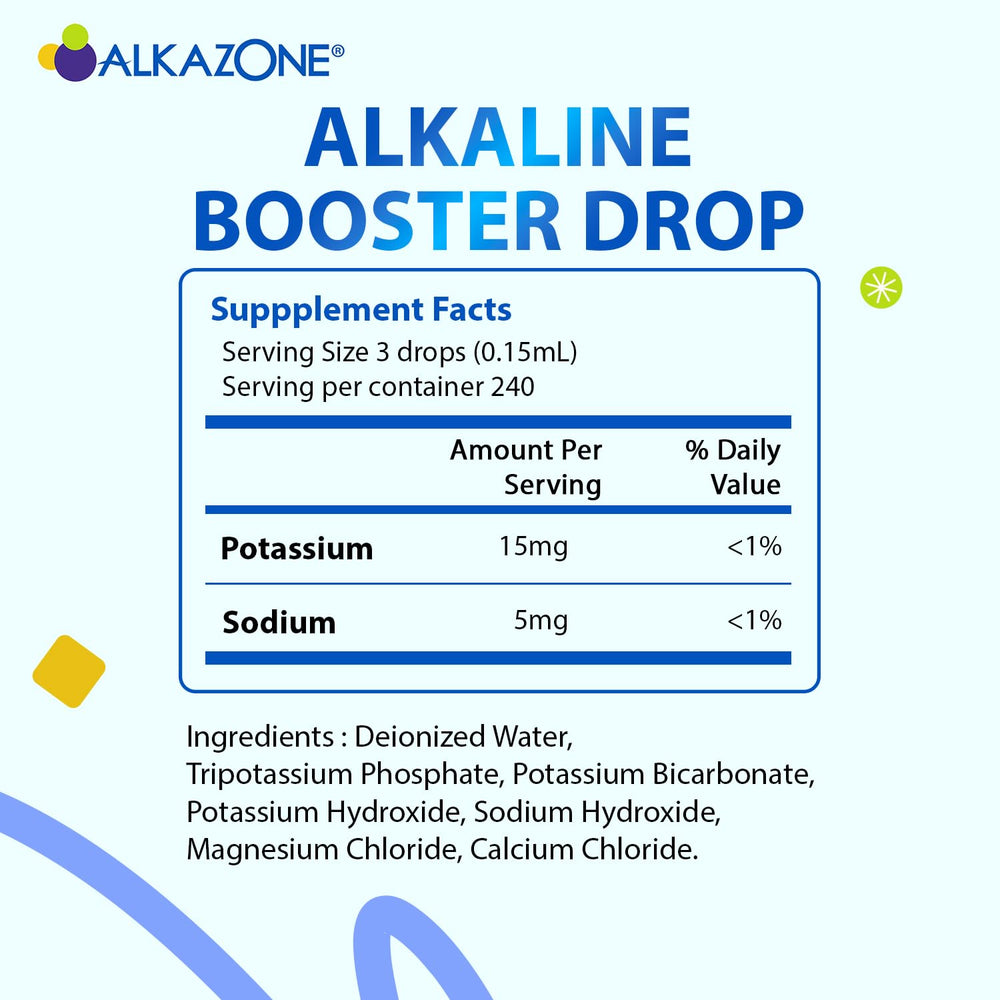 Alkazone alkaline mineral drops poured into a glass for mineral balance.