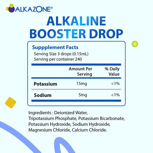 Alkazone alkaline mineral drops poured into a glass for mineral balance.