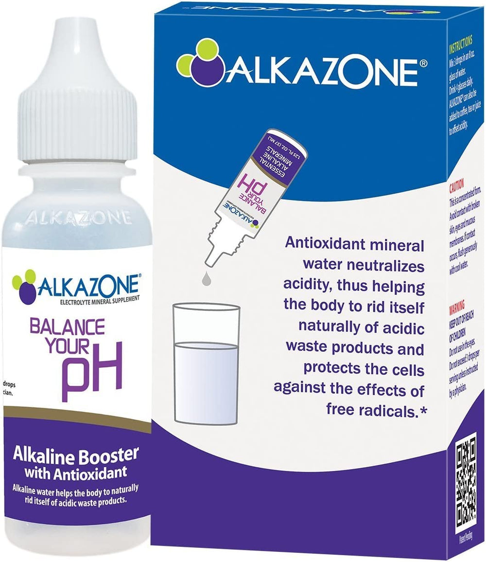 AlkaZone drops pouring into a glass of water
