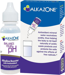 AlkaZone drops pouring into a glass of water