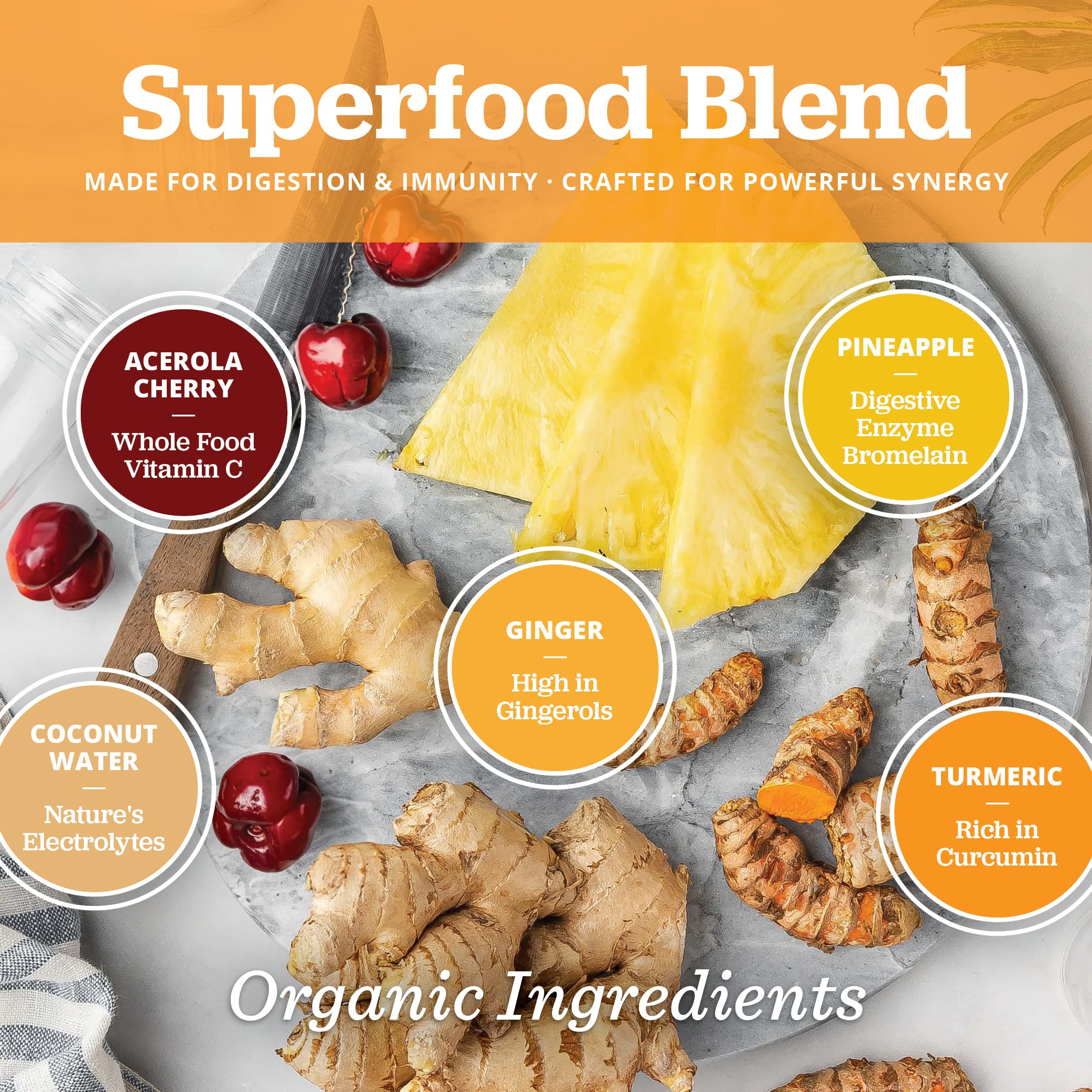 All About Juicing pineapple-ginger-turmeric stick pack boosts daytime energy.