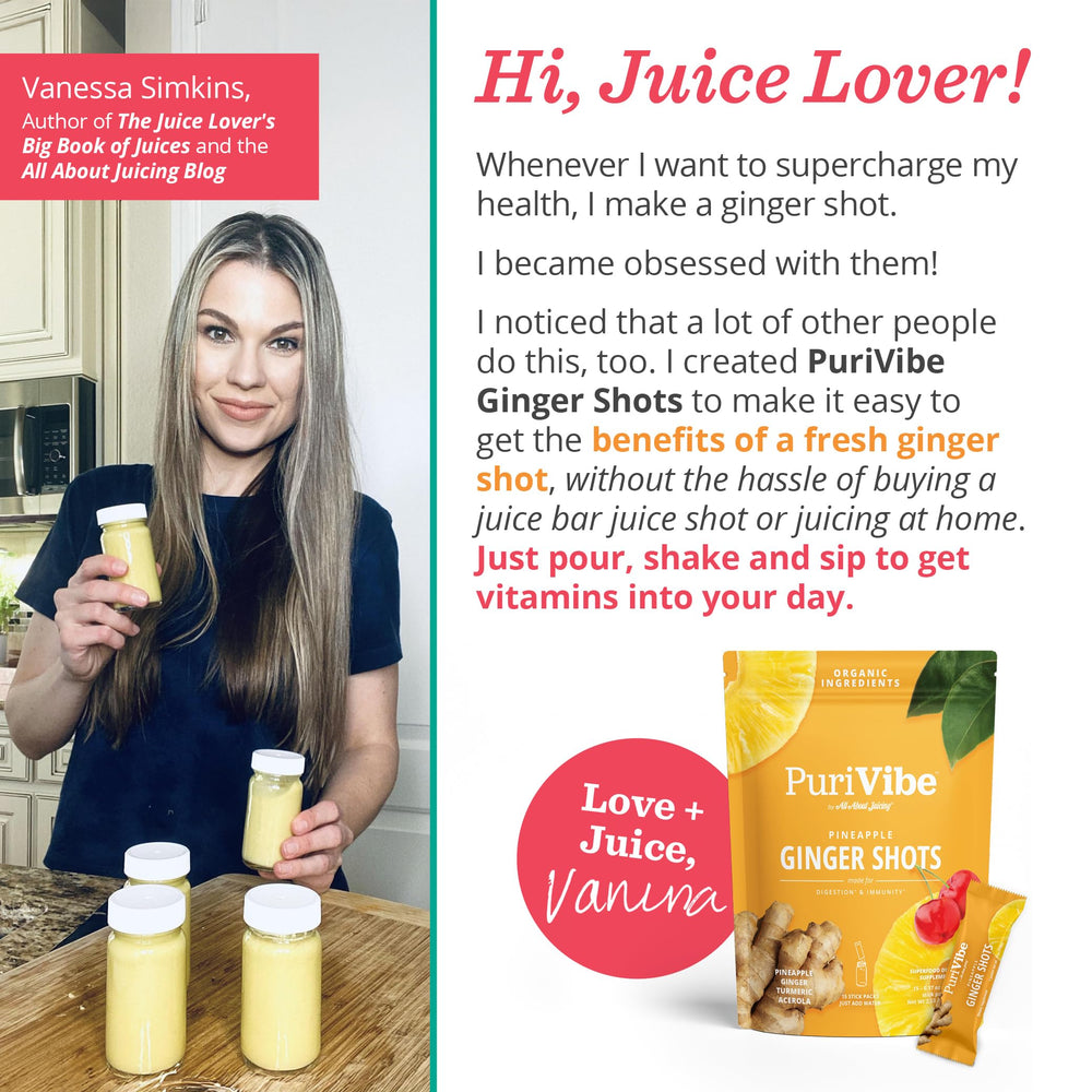 All About Juicing packaging front-label emphasizes natural ingredients