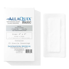 AllaQuix Basic sterile gauze island dressing full view with adhesive border