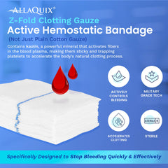 AllaQuix kaolin gauze 12ft-zfold deployed, ideal for wound packing in emergencies.