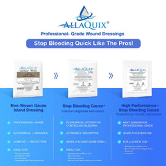 AllaQuix ready-to-use gauze for on-the-spot first aid in any setting.