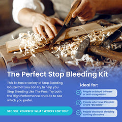 AllaQuix Stop Bleeding Kit front view shows all-in-one solution.