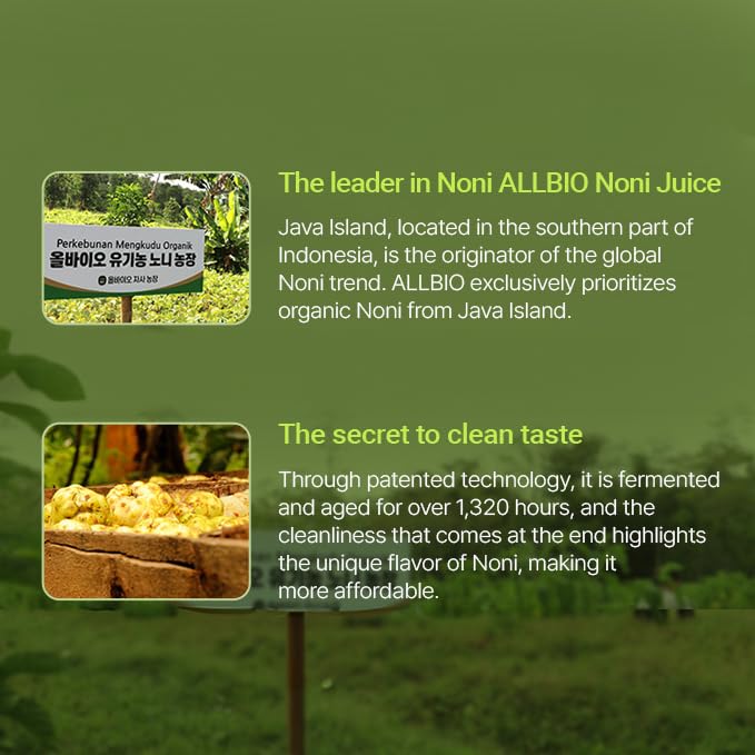 ALL BIO Java Noni label detail showing organic certification and fermentation.