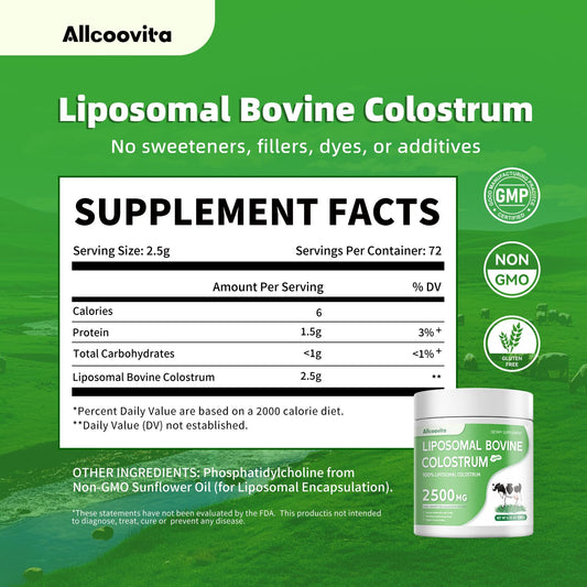 Allcoovita colostrum powder unflavored is versatile for beverages or recipes.