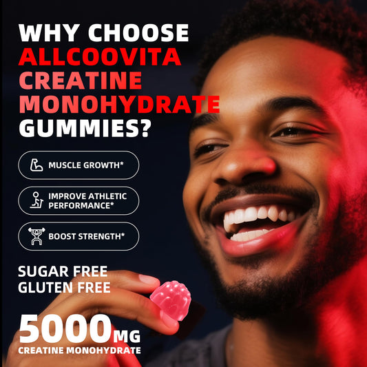 Close-up of Allcoovita gummy showing texture and flavor.