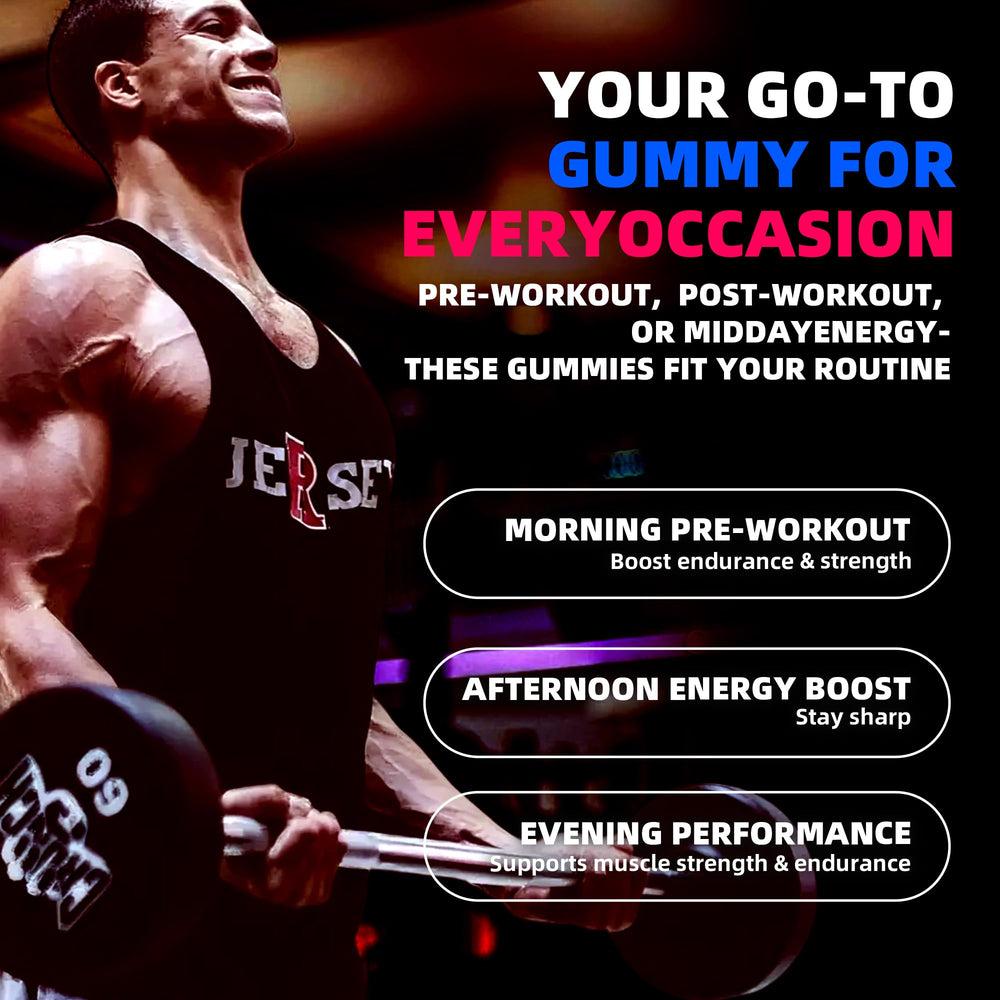 Allcoovita Creatine Gummy raspberry-blueberry flavor swirl for enjoyable daily performance.