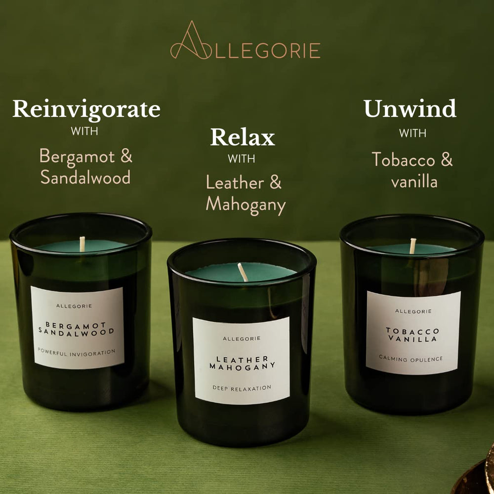 Allegorie gift box of candles with wooden lid for gifting