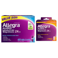 Allegra Adult 24-Hour Gelcaps bottle for all-day allergy relief