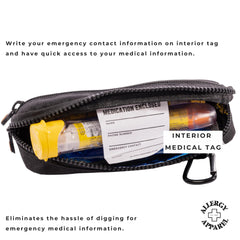Allergy Apparel interior medical tag for quick emergency information.