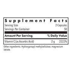 Allergy Research Group 1000mg vitamin C label highlights vegan capsules.