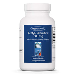Allergy Research Group Acetyl-L-Carnitine 500mg bottle supports metabolism and energy.