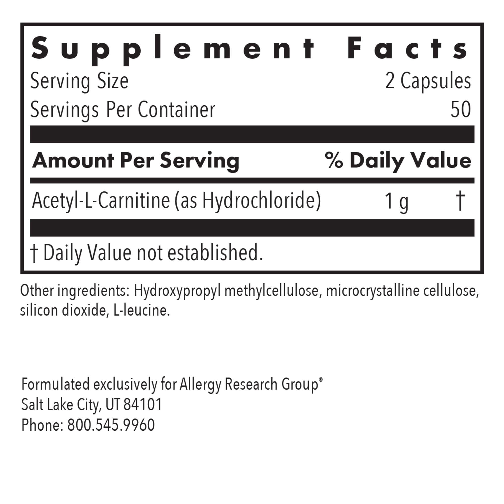 Allergy Research Group label front shows dosage and ingredients.
