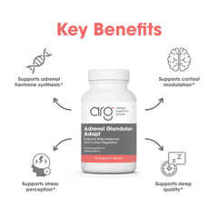 Allergy Research Group Adrenal Glandular Adapt packaging emphasizes hypoallergenic vegetarian capsules