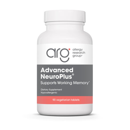 Allergy Research Group Advanced NeuroPlus bottle closeup highlighting spearmint
