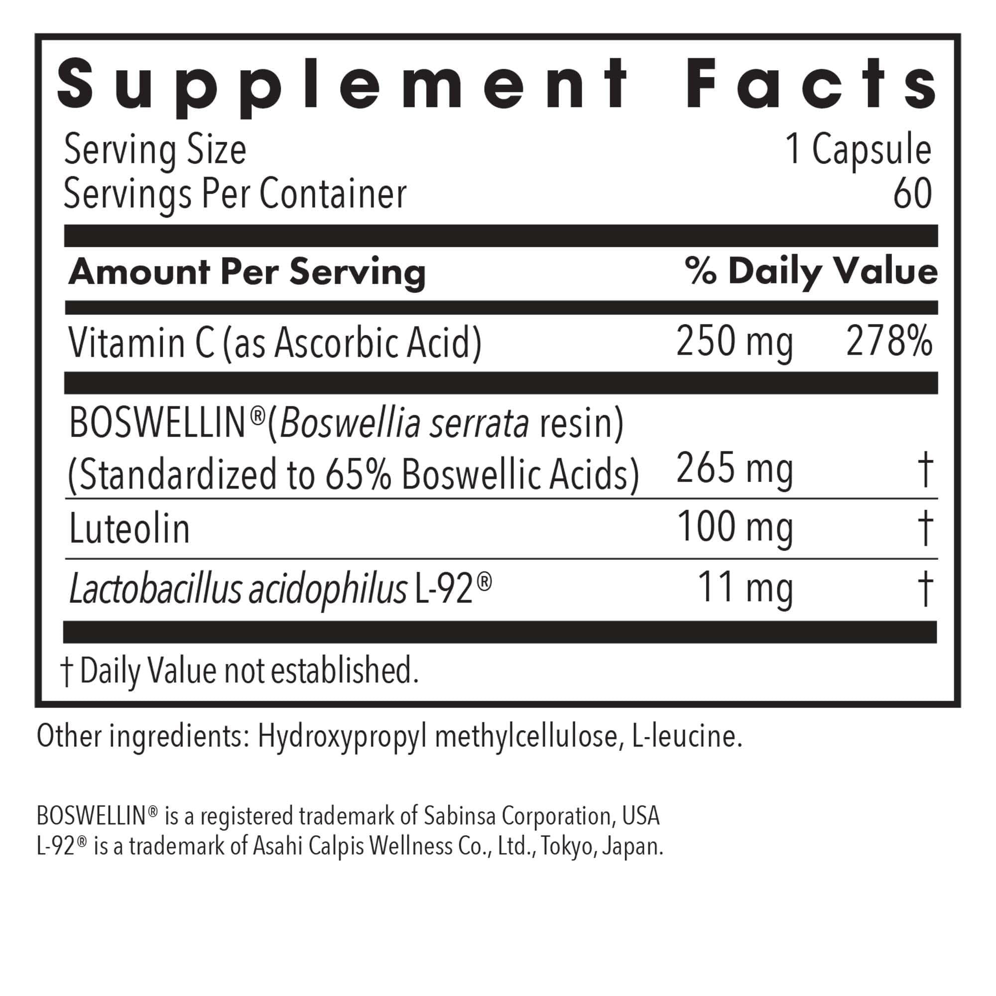 Aller-Aid L92 bottle back with usage directions and ingredients listed.