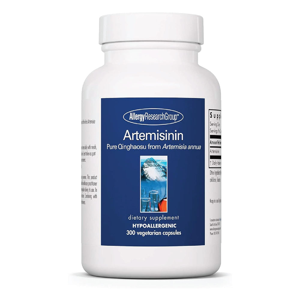 Allergy Research Group Artemisinin bottle pour shows 200 mg per serving for potential immune balance support.