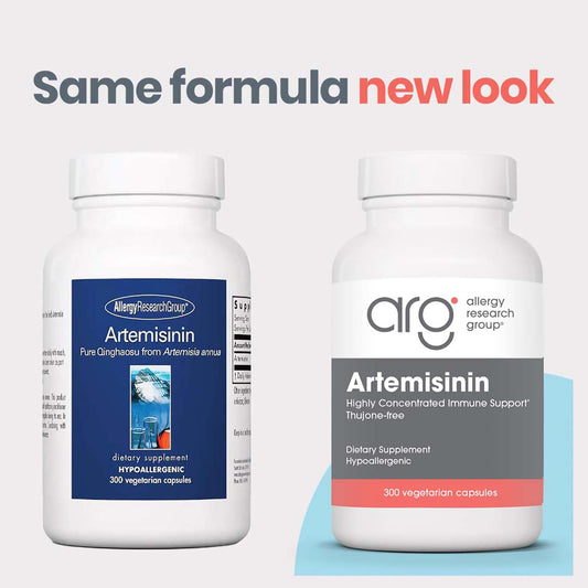 Allergy Research Group Artemisinin capsules close-up highlights concentrated extract for digestive resilience possibilities.
