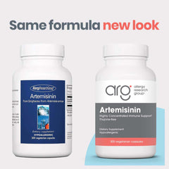 Allergy Research Group Artemisinin capsules close-up highlights concentrated extract for digestive resilience possibilities.