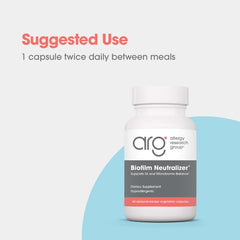 Allergy Research Group Biofilm Neutralizer box showcases doctor-developed hypoallergenic formula.