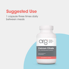 Allergy Research Group Calcium Citrate label detail shows citrate form for absorption