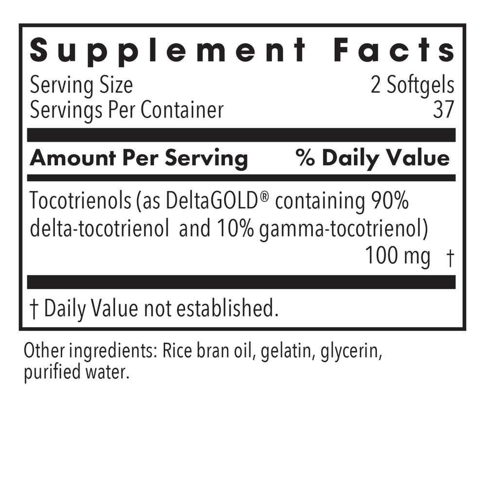Allergy Research Group label close-up shows annatto-derived tocotrienols with antioxidant potential.