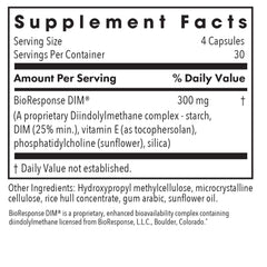 Allergy Research Group DIM bottle label highlighting 300 mg per serving.