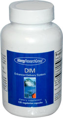 Allergy Research Group DIM Enhanced Delivery bottle showing stable, absorbable DIM for hormone support