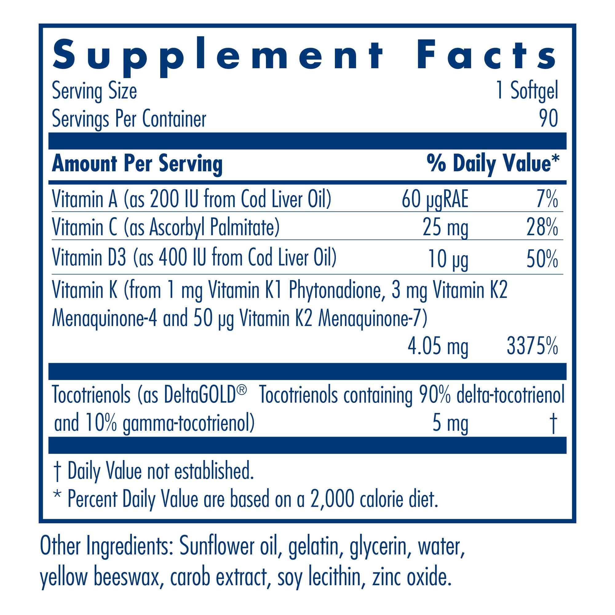 Allergy Research Group Full Spectrum Vitamin K capsules ready for convenient daily supplementation.