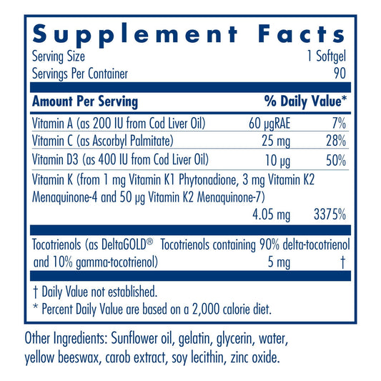 Allergy Research Group Full Spectrum Vitamin K capsules ready for convenient daily supplementation.